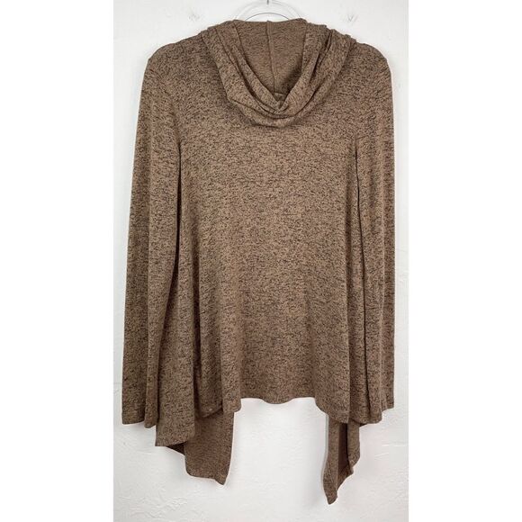 Silence + Noise Tan Brown Speckled Hooded Waterfall Cardigan Sweater XS - Picture 3 of 4